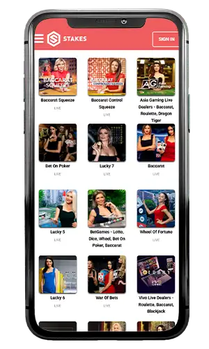Stakes Casino Live Casino 3 ROW