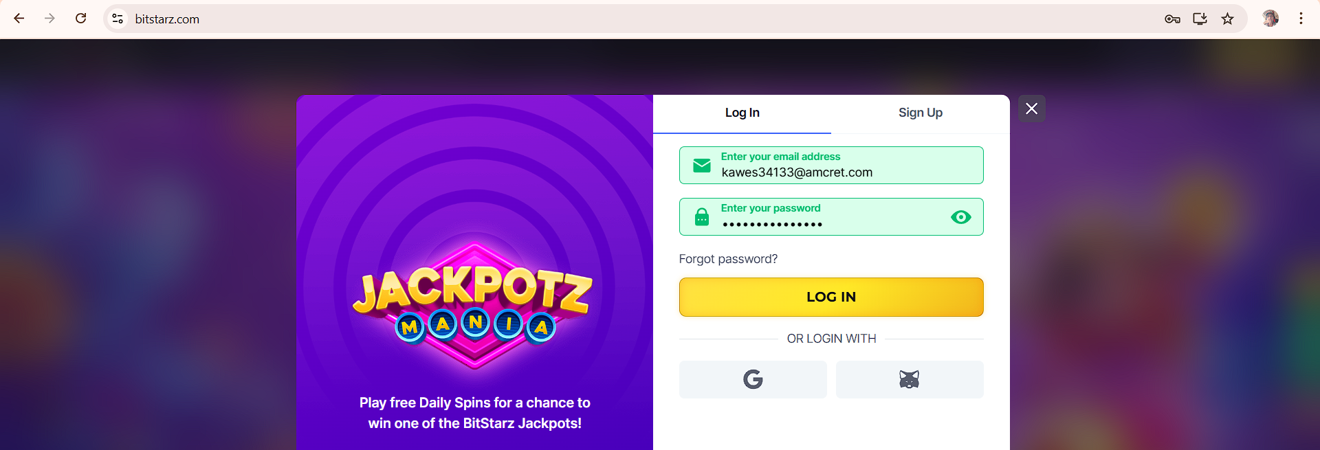 Bitstarz Casino Login Image