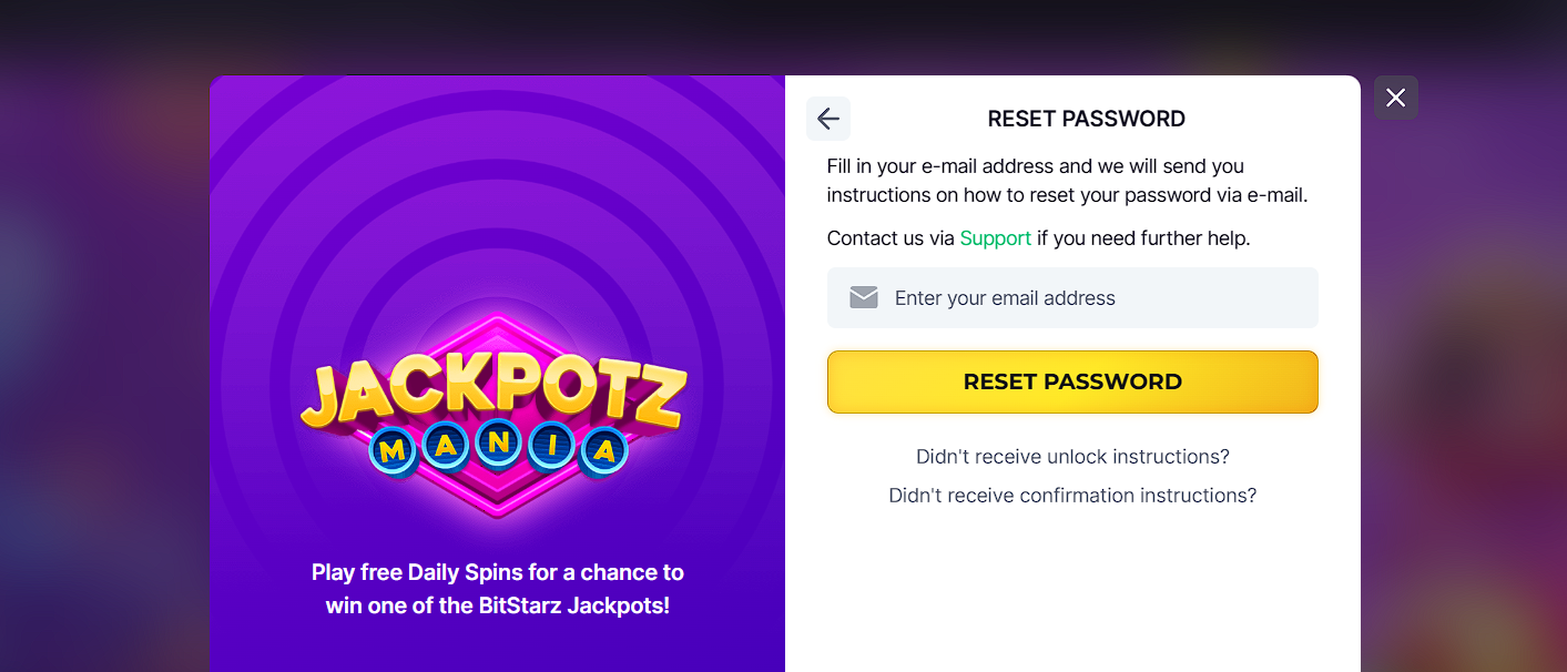 Bitstarz Casino Login Password Reset