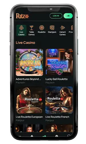 Ritzo Casino Live Casino ROW